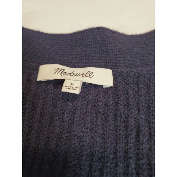 Madewell Womens L Ribbed Knit Merino Wool Blend Lyle Henley Sweater Navy Blue - Picture 4 of 9